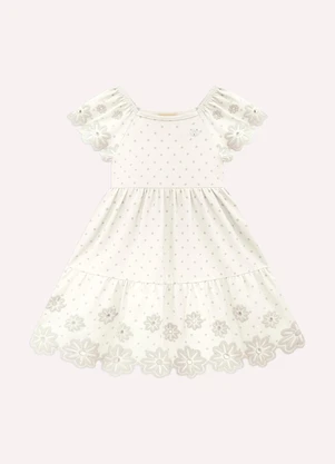 Milon - Vestido Infantil Menina Corte a Laser Bege - MILON