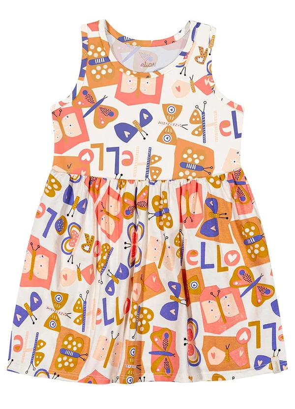 Elian - Vestido Infantil Menina Cotton Estampado Bege