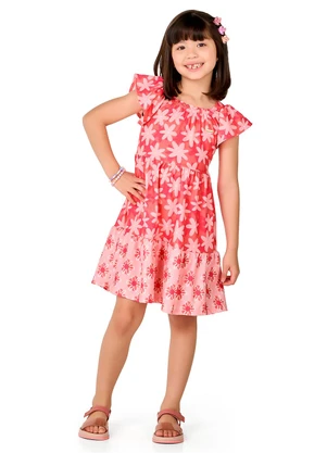 Marlan - Vestido Infantil Menina Cotton Estampado Rosa - MARLAN