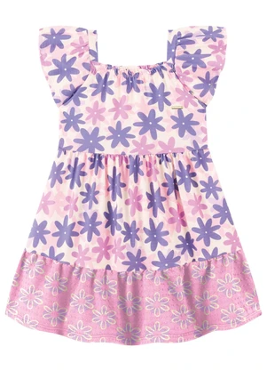 Marlan - Vestido Infantil Menina Cotton Estampado Roxo - MARLAN