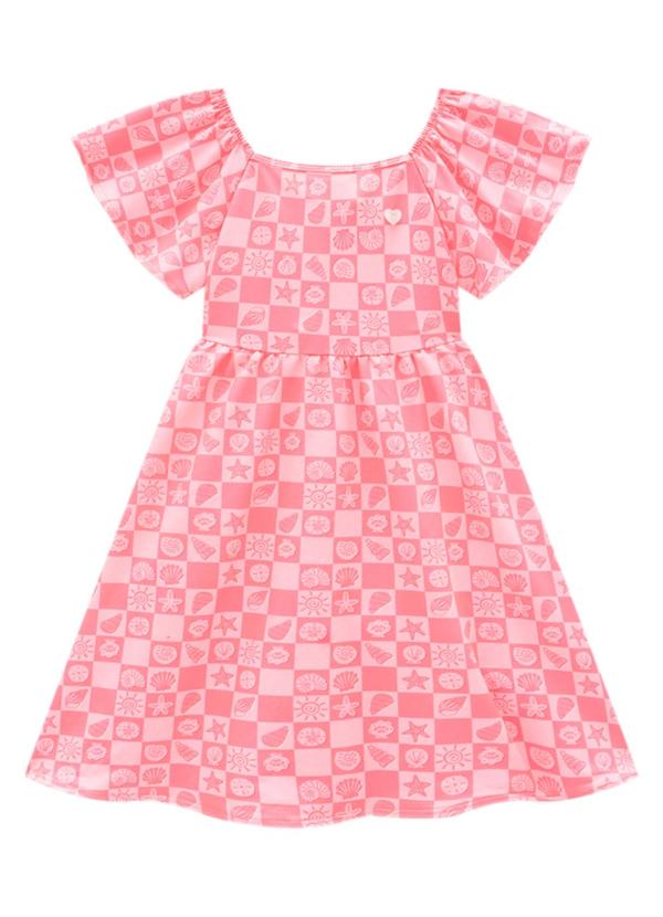 Marlan - Vestido Infantil Menina Cotton Grid Sea Rosa 3
