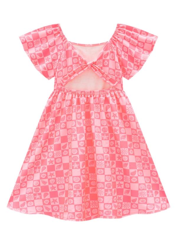 Marlan - Vestido Infantil Menina Cotton Grid Sea Rosa 4