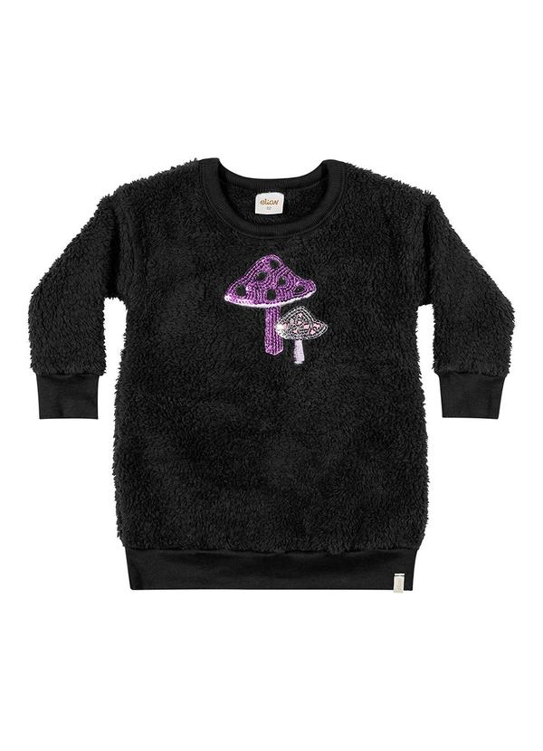 Elian - Vestido Infantil Menina Curto em Pelo Preto 1