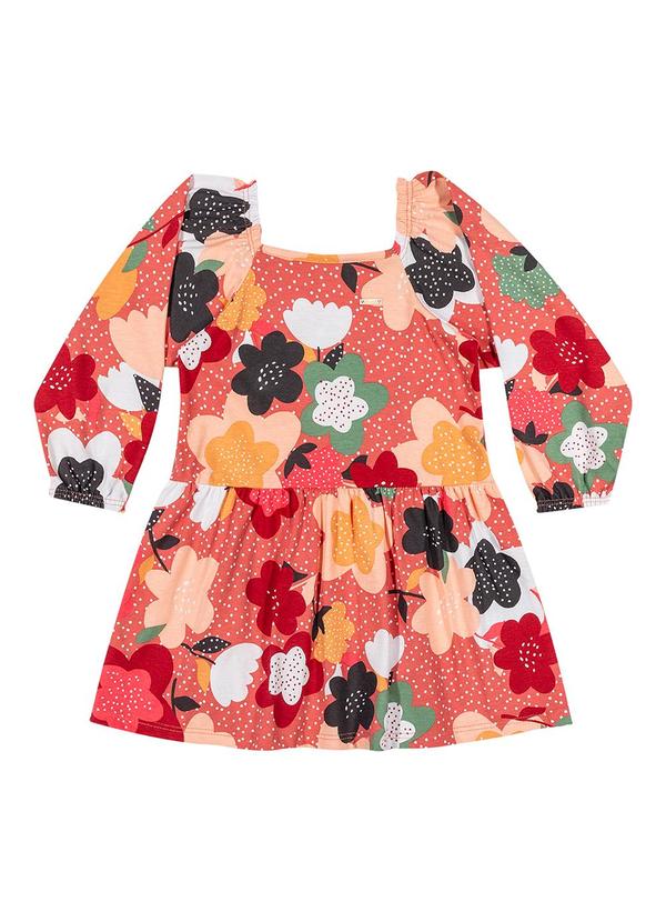 Elian - Vestido Infantil Menina Curto Flores Rosa