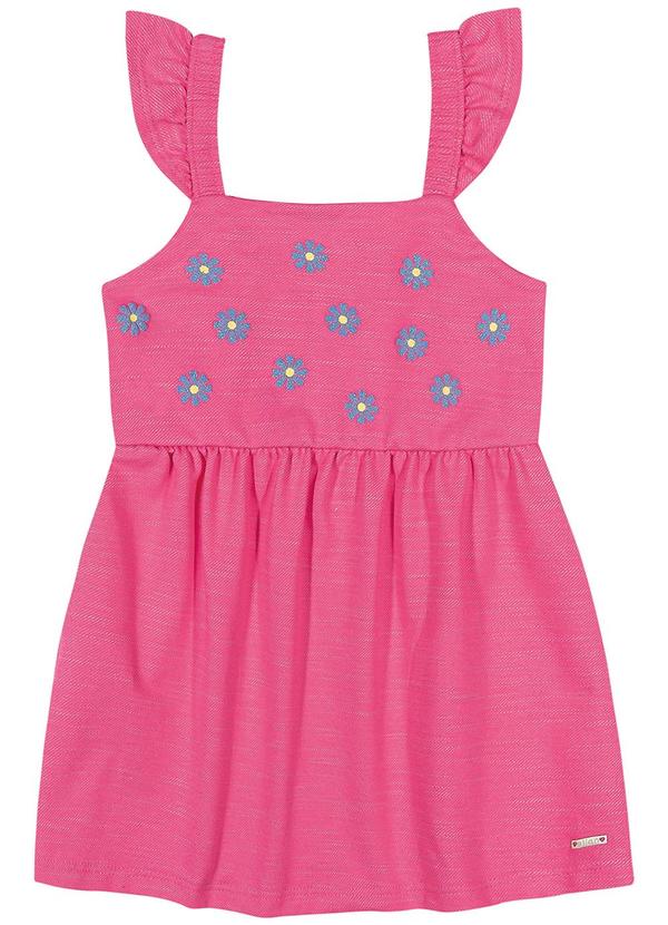 Elian - Vestido Infantil Menina Curto Florzinhas Rosa
