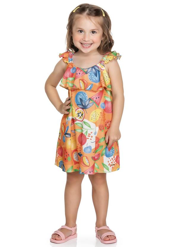 Elian - Vestido Infantil Menina Curto Frutinhas Rosa