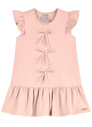Colorittá - Vestido Infantil Menina Curto Laços Rosa - COLORITTÁ