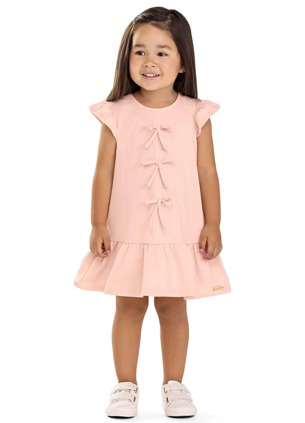 Colorittá - Vestido Infantil Menina Curto Laços Rosa