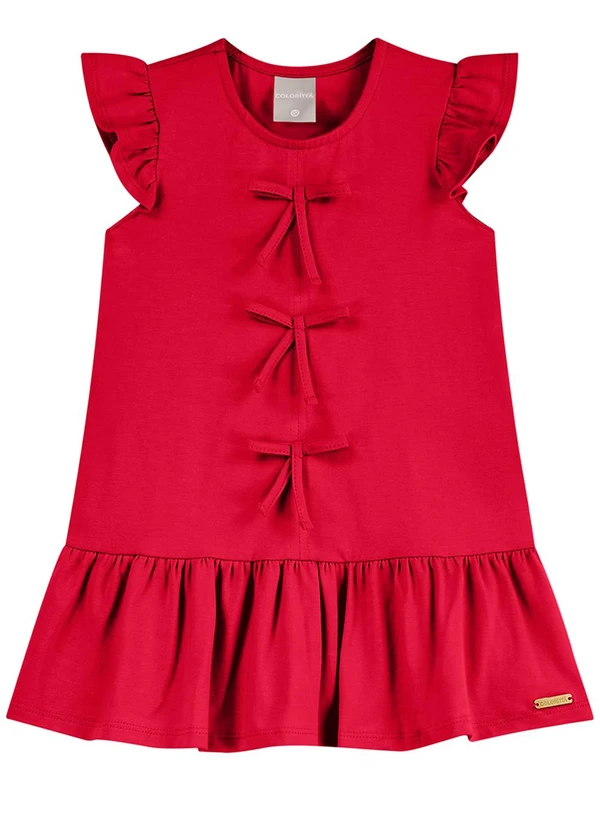 Colorittá - Vestido Infantil Menina Curto Laços Vermelho