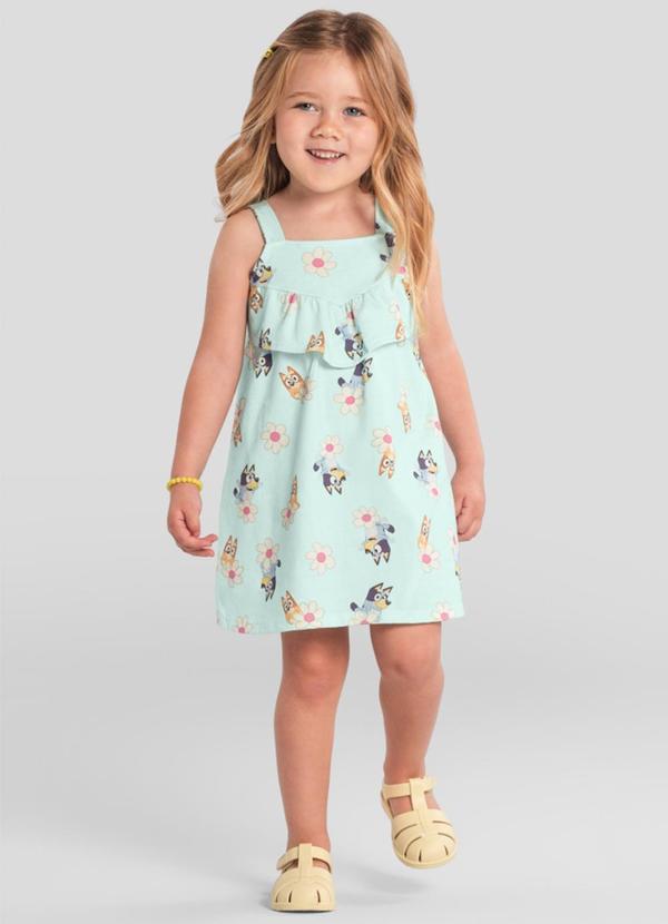 Vestido Infantil Menina da Bluey Verde - Brandili