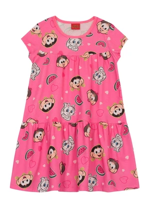 Brandili - Vestido Infantil Menina da Turma da Mônica Rosa - BRANDILI