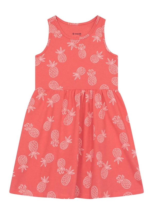 Brandili - Vestido Infantil Menina de Abacaxi Laranja