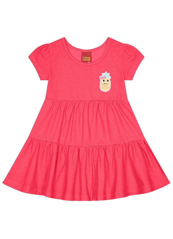 Kyly - Vestido Infantil Menina de Abacaxi Vermelho