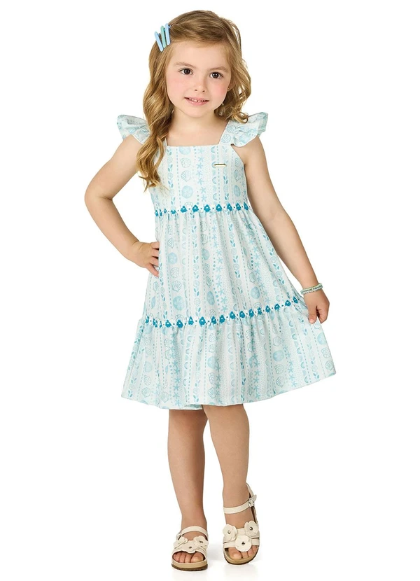 Marlan - Vestido Infantil Menina de Alças Cotton Azul