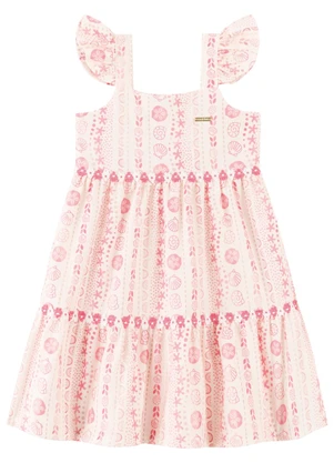Marlan - Vestido Infantil Menina de Alças Cotton Bege - MARLAN