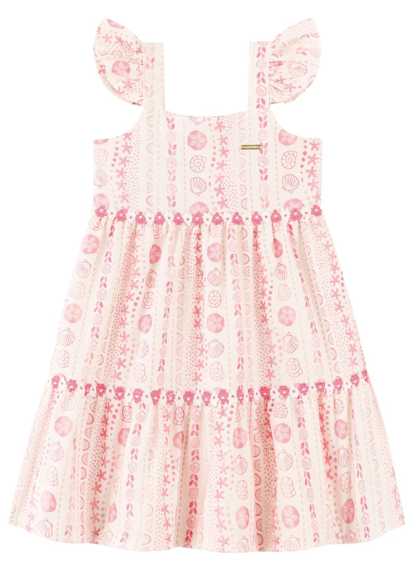 Marlan - Vestido Infantil Menina de Alças Cotton Bege