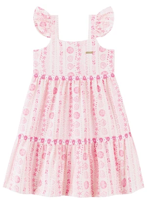 Marlan - Vestido Infantil Menina de Alças Cotton Rosa - MARLAN
