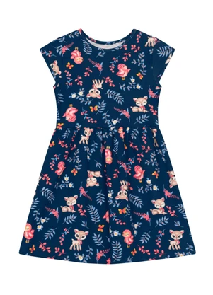 Brandili - Vestido Infantil Menina de Bichinhos Azul - BRANDILI