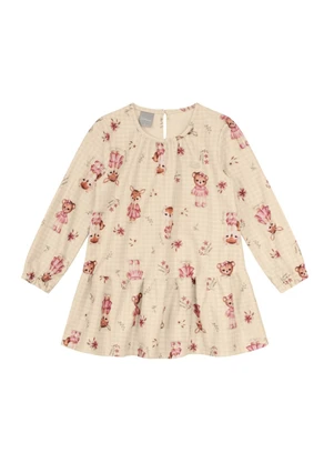 Mundi - Vestido Infantil Menina de Bichinhos Bege - MUNDI