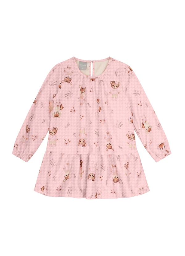 Brandili Mundi - Vestido Infantil Menina de Bichinhos Rosa