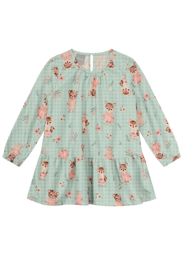 Brandili Mundi - Vestido Infantil Menina de Bichinhos Verde