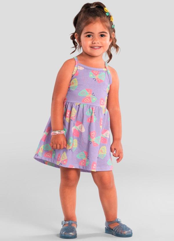Brandili - Vestido Infantil Menina de Borboleta Roxo