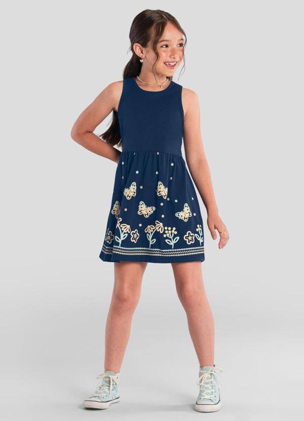 Brandili - Vestido Infantil Menina de Borboletas Azul 1