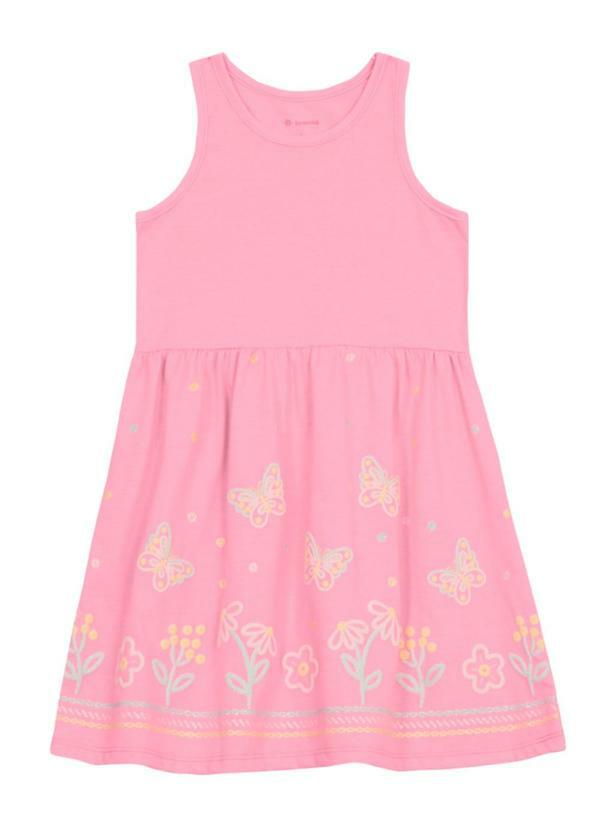 Brandili - Vestido Infantil Menina de Borboletas Rosa