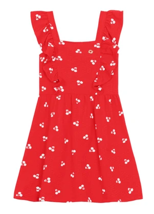 Brandili - Vestido Infantil Menina de Cerejas Vermelho - BRANDILI
