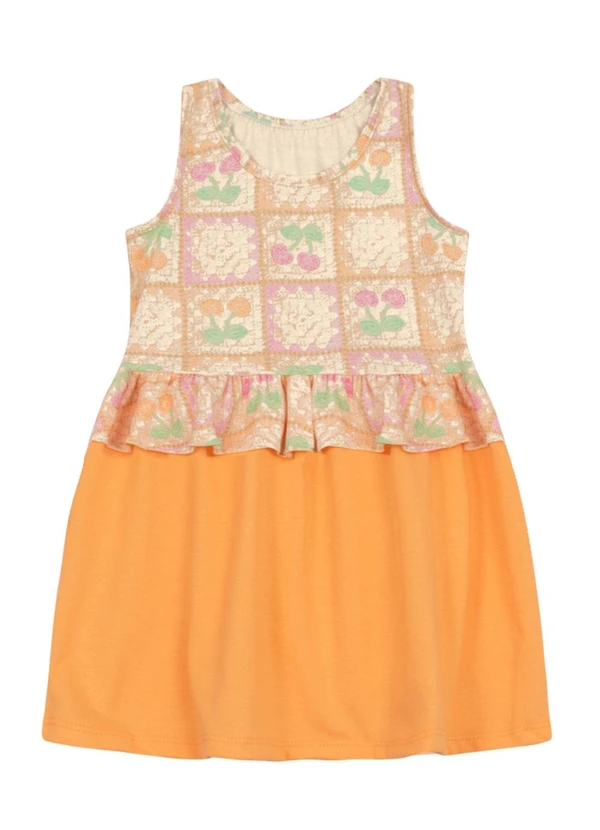 Brandili - Vestido Infantil Menina de Cerejinha Bege 2