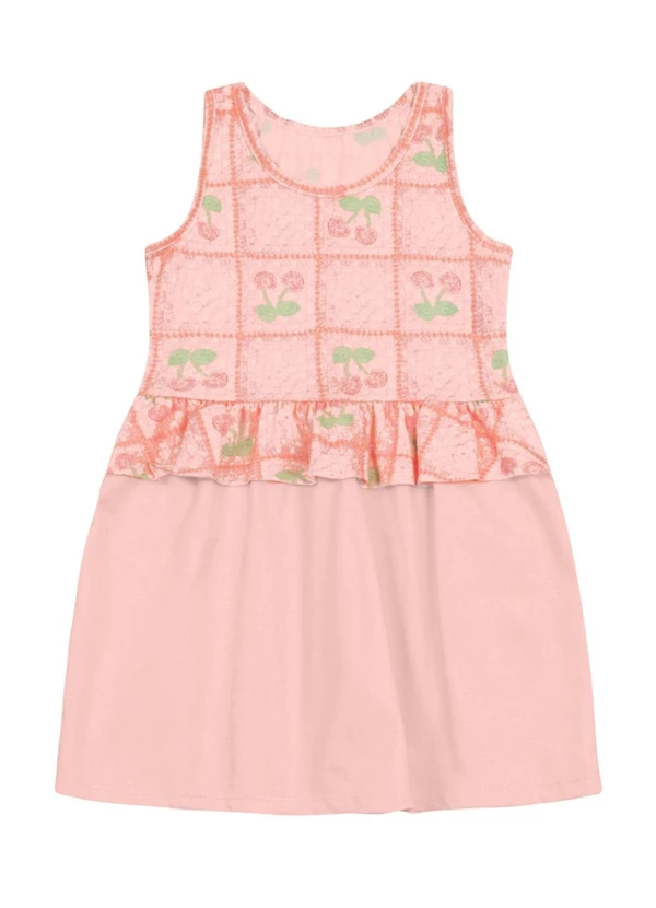 Brandili - Vestido Infantil Menina de Cerejinha Rosa