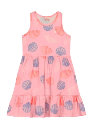 Brandili - Vestido Infantil Menina de Conchas Rosa - BRANDILI