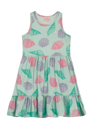 Brandili - Vestido Infantil Menina de Conchas Verde - BRANDILI