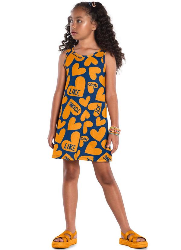 Kyly - Vestido Infantil Menina de Coração Azul