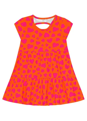 Kyly - Vestido Infantil Menina de Coração Laranja - KYLY
