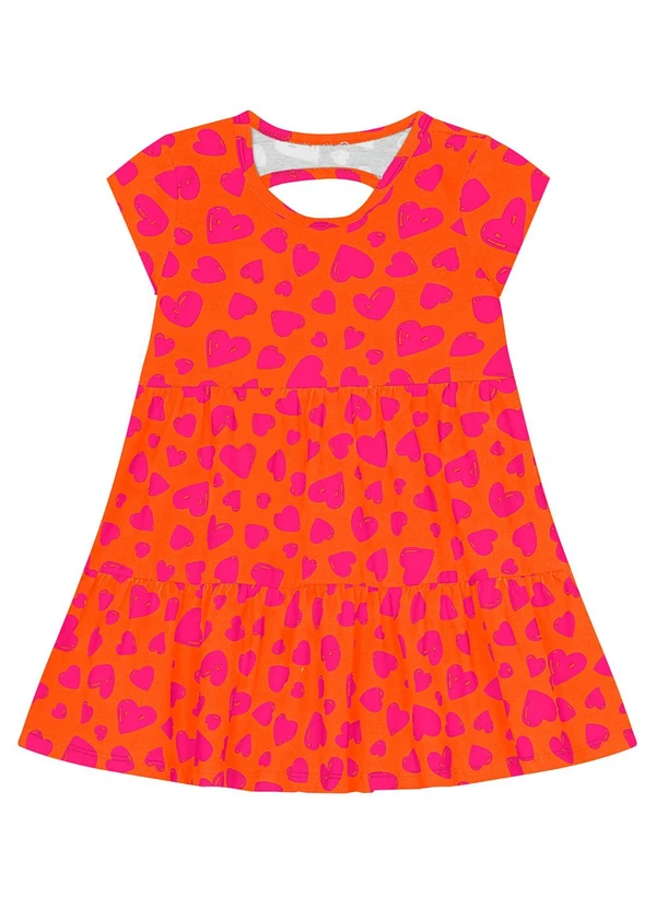 Kyly - Vestido Infantil Menina de Coração Laranja