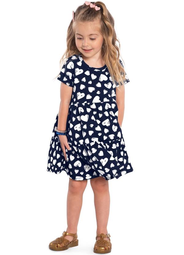 Kyly - Vestido Infantil Menina de Coração Marinho 1