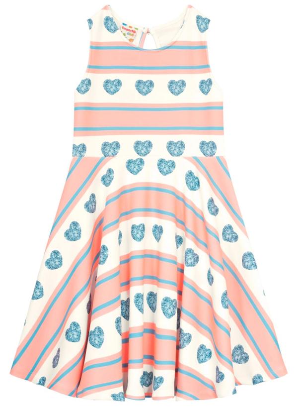 Brandili - Vestido Infantil Menina de Corações Bege