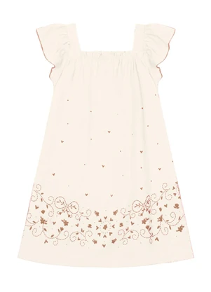 Brandili Mundi - Vestido Infantil Menina de Corações Bege - BRANDILI MUNDI