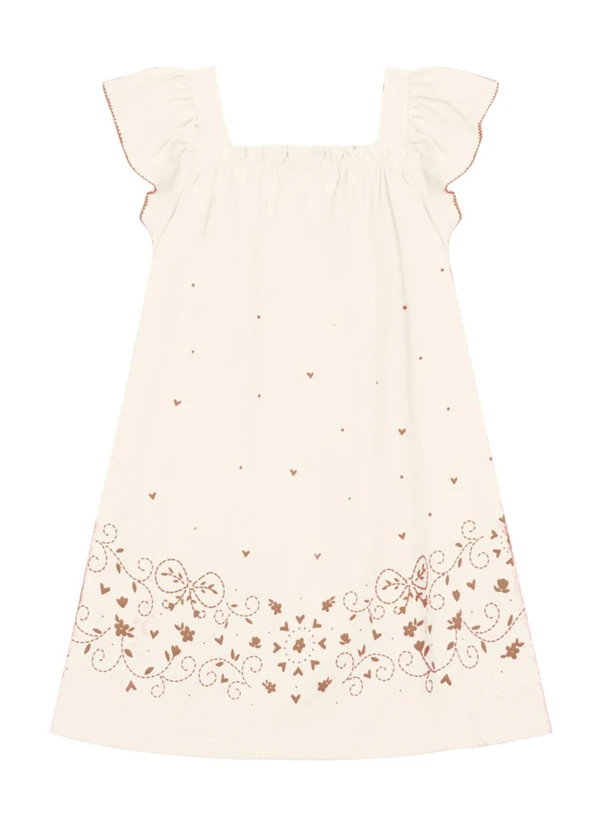 Brandili Mundi - Vestido Infantil Menina de Corações Bege 1