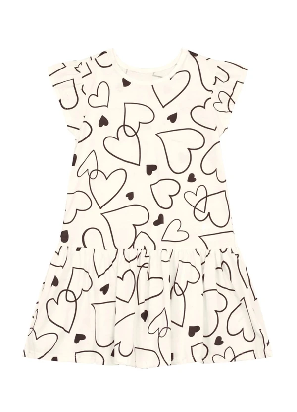 Brandili - Vestido Infantil Menina de Corações Natural 1
