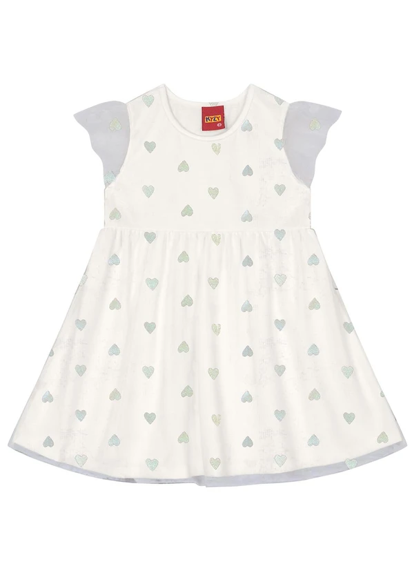Kyly - Vestido Infantil Menina de Corações Off White 2