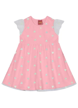 Kyly - Vestido Infantil Menina de Corações Rosa - KYLY