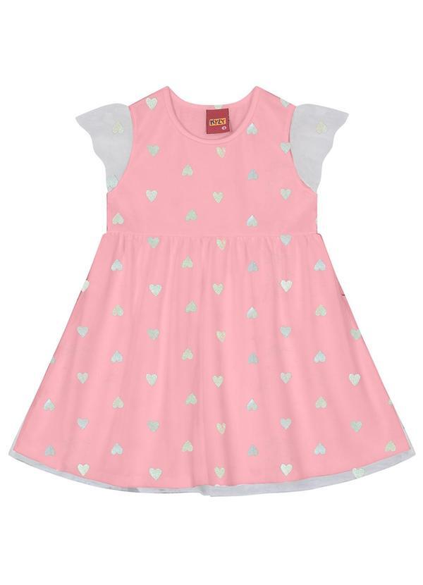 Kyly - Vestido Infantil Menina de Corações Rosa 1