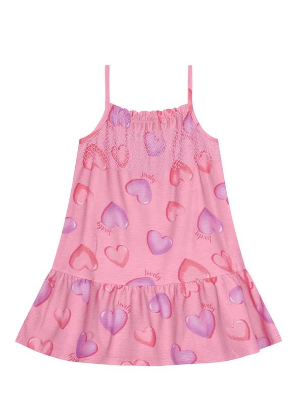 Brandili - Vestido Infantil Menina de Corações Rosa