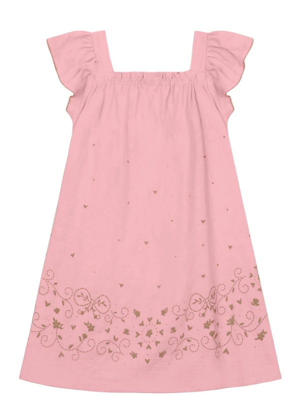 Brandili Mundi - Vestido Infantil Menina de Corações Rosa 2