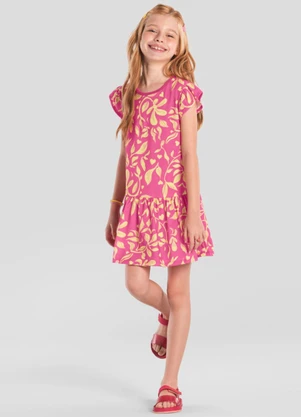 Brandili - Vestido Infantil Menina de Corações Rosa - BRANDILI