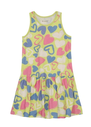 Brandili - Vestido Infantil Menina de Corações Verde - BRANDILI