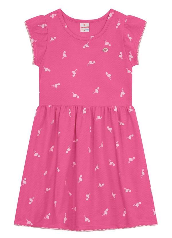 Brandili - Vestido Infantil Menina de Flamingo Rosa