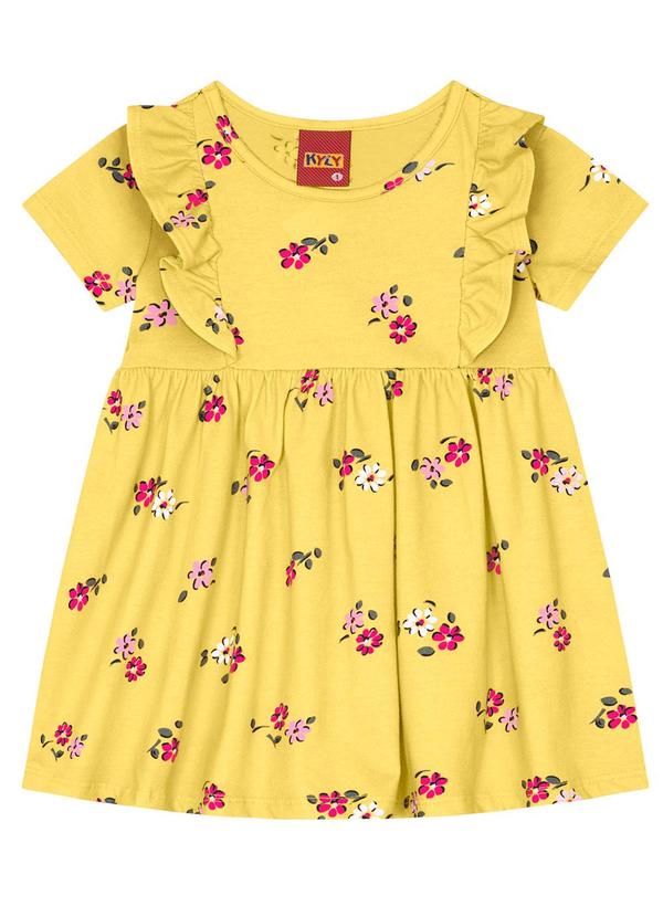 Kyly - Vestido Infantil Menina de Flores Amarelo 2